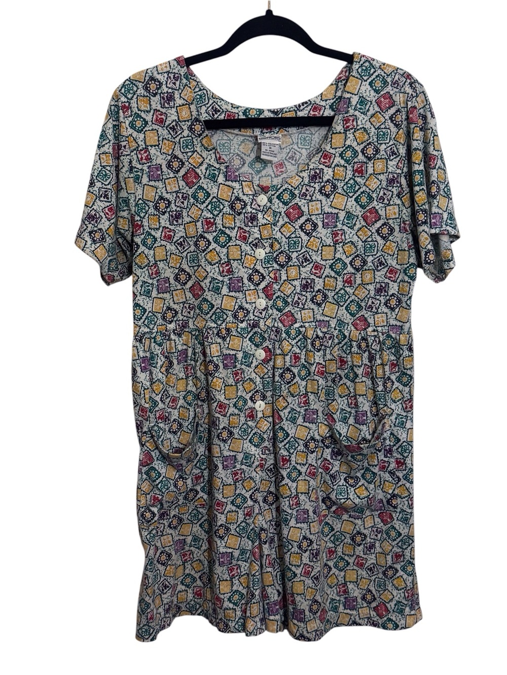 Vintage Honors Size Medium Colorful Floral Romper Playsuit Cottagecore Stretch